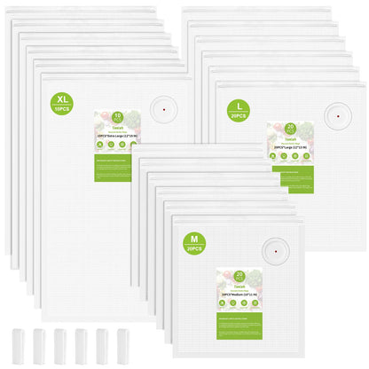 TomCare Vacuum Sealer Bags for Food: 50 PCS with 6 Clips - 12x19”(XL, 10PCS) 12x13”(L, 20PCS) 10x11”(M, 20 PCS) Reusable Vacuum Seal Bags Food Storage Vacuum Bags for Sous Vide Freezer Microwave