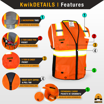 KwikSafety - Charlotte, NC - BIG KAHUNA Safety Vest [15 PACK] Class 2 ANSI OSHA Reflective Vest Durable High Visibility Vest Construction Safety Vest for Men Industrial Work Gear/Orange 2XL