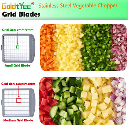 Vegetable Chopper, Veggie Chopper With 8 Blades, Onion Cutter with Container, Pro All-in-1 Food Dicer, Mandoline Slicer, Stainless steel materials Salad Grater