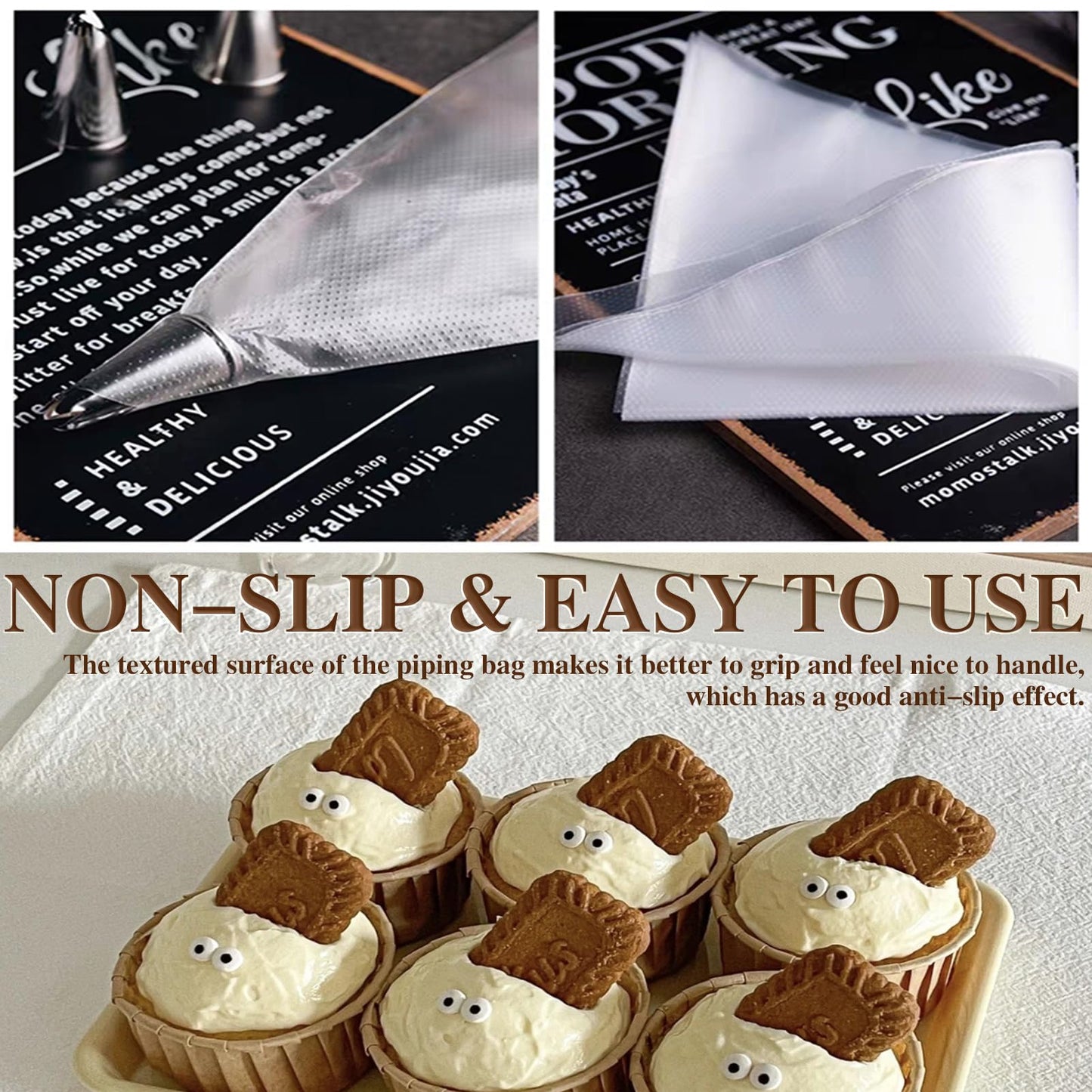 18 Inch Piping Bags, 400pcs Disposable Decorating Pastry Bags, Large Thickened Plastic Anti-Burst Non-Slip Icing Bags for Cookie and Cake Decorating (18 inch)