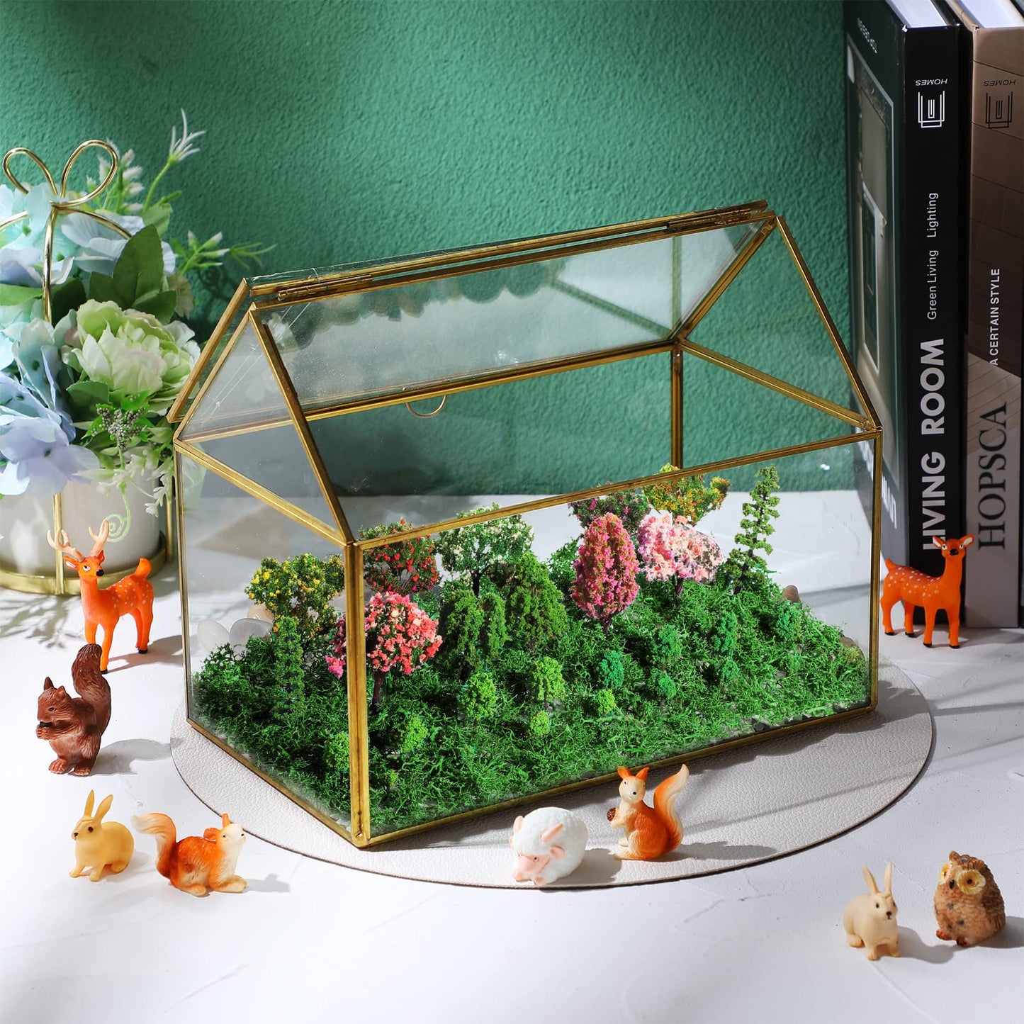 Canlierr 28 Pcs Tiny Model Trees with 40g Faux Green Moss, 0.79-3.15'' Diorama Trees Grass Mini Fake Miniature Trees Diorama Materials Kit for Diorama Box Craft Model Train Fairy Village