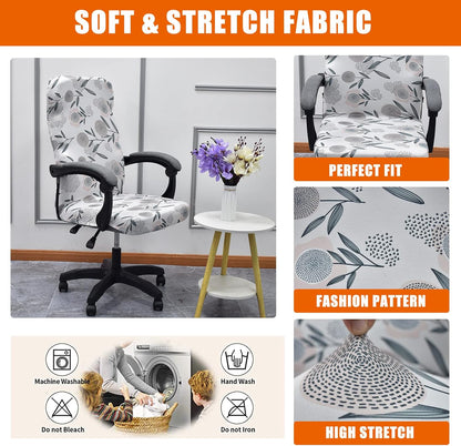 CRFATOP Stretch Computer Office Chair Cover with Durable Zipper, Universal High Back Chair Slipcover