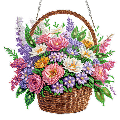 STGLCR Flower Diamond Art Hanging Kit for Adult,Special Shaped Rhinestone,DIY Acrylic 5D Diamond Art Painting Window Pendants Home Garden Wall Hanging Kits Hanging Ornament,Double Sided.Flowers