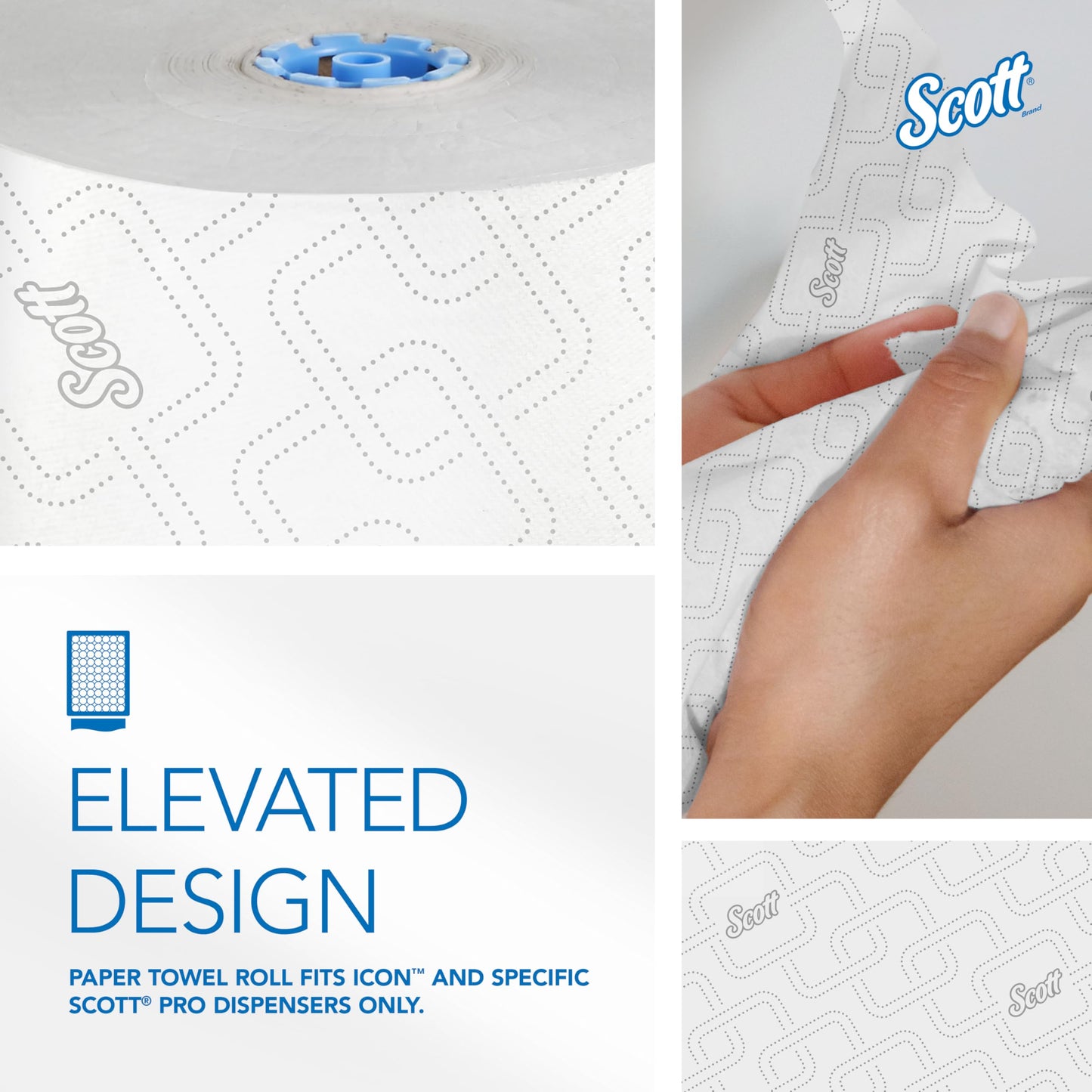 Scott Professional Pro High-Capacity Hard Roll Paper Towels, Bulk (53925), Hardwound, Elevated Design, Absorbency Pockets, for ScottBrand Blue Core Dispensers (6 Rolls at 700' Each, 4,200'/Case)