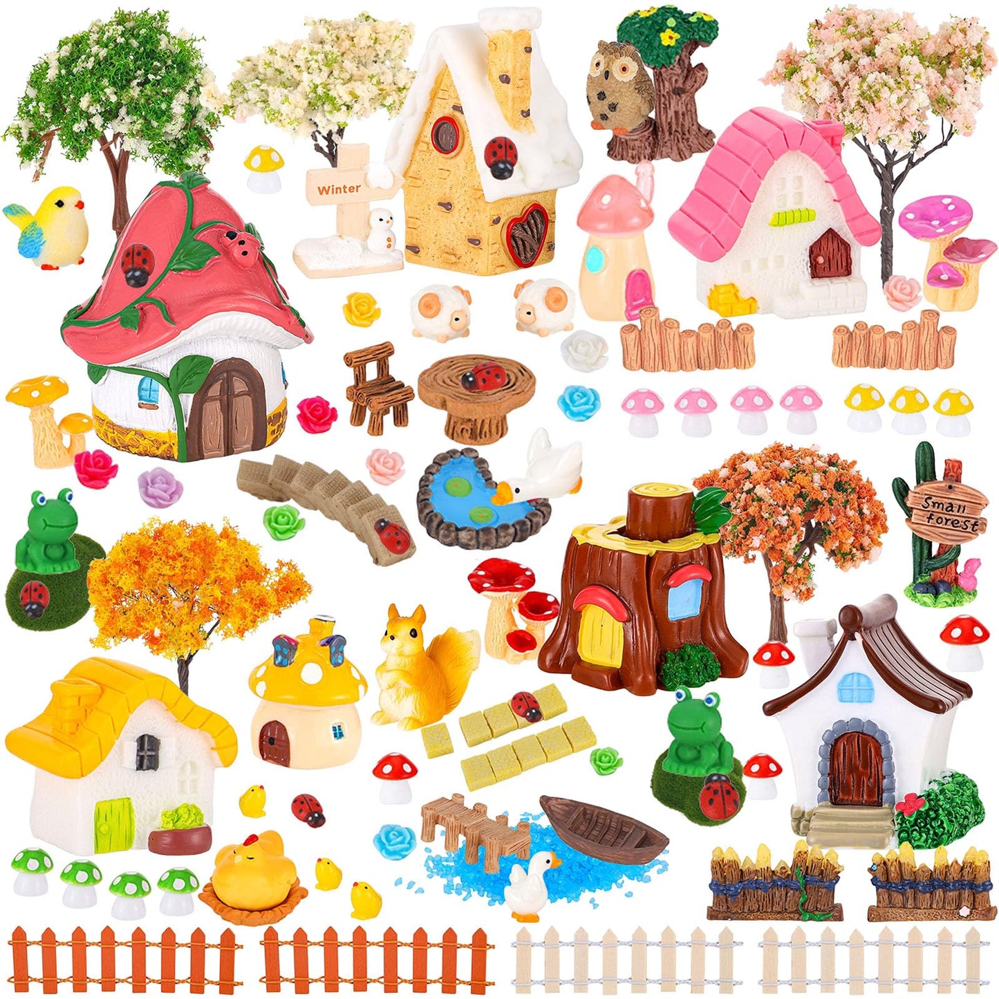 HIYZI 118 PCS Mini Fairy Garden Accessories Kit Miniature Garden Decorations Set Tiny Figurines for DIY Micro Landscape Terrarium Succulent Craft Decor Potted Horticulture Ornaments