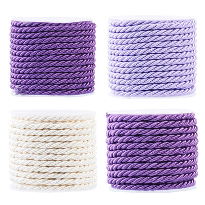 4 Rolls Braided Macrame Cords 3mm 5.4yards Twisted Trim Rope Polyester Twine Cord for Knitting Bag Wall Hangings Plant Hangers Handmade Macrame Supplies
