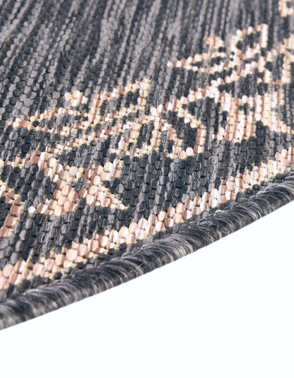 Unique Loom Outdoor Traditional Collection Area Rug - Antique (Round 13' 0" x 13' 0", Charcoal Gray/Natural)