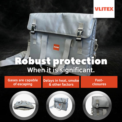 VLITEX Lithium Battery Storage Bag | Engineered in Germany | Fireproof Fabric Lipo Safe Bag | Safeguard Laptops, Batteries, Documents, Cash Money etc.