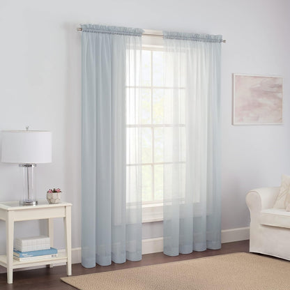 Pairs to Go Victoria Voile Modern Sheer Rod Pocket Window Curtains for Living Room (2 Panels), Grey