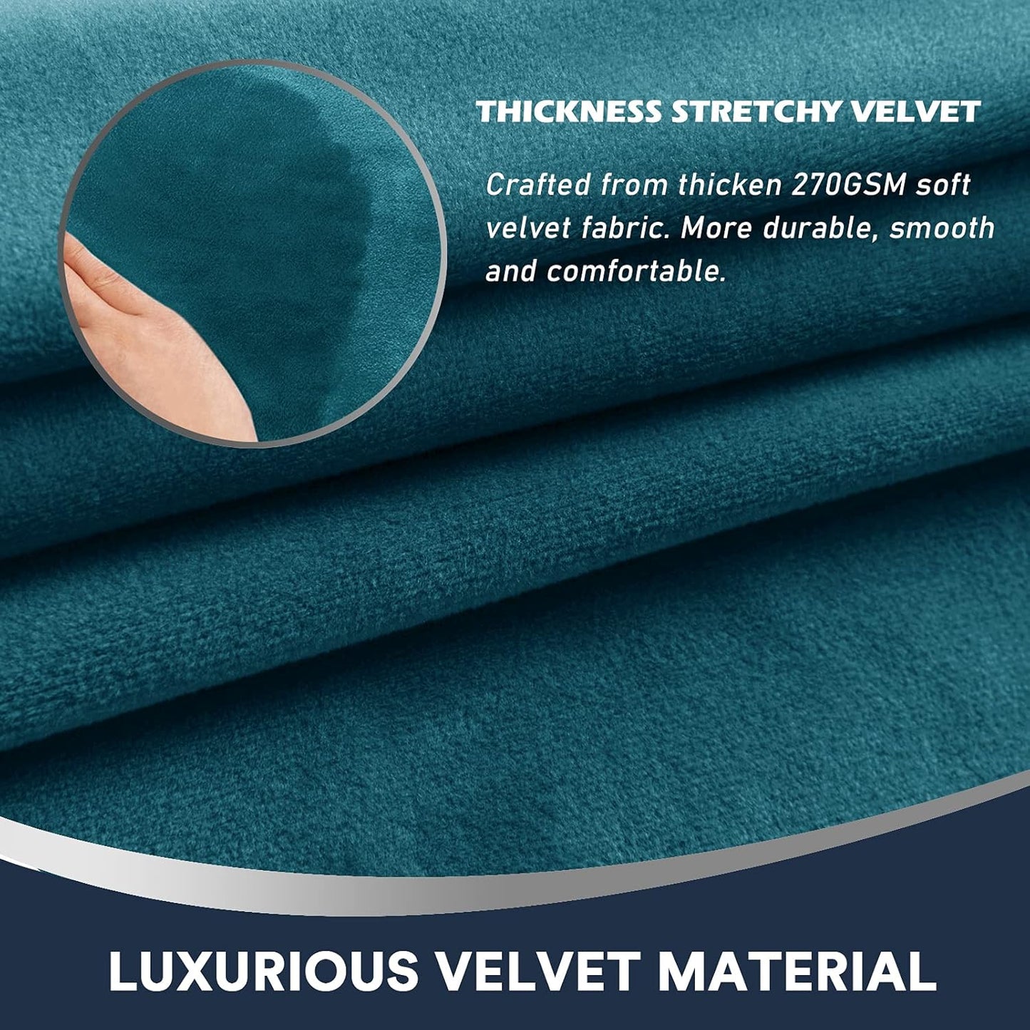 L.VICTEX Sofa Armrest Covers, 2 Pack Deep Teal Velvet Plush Fabric, Durable Furniture Accessories for Sofa and Chair