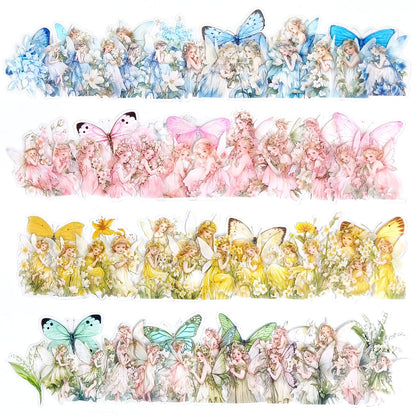 Ychsring Angel Fairy Stickers Set - 160 Pcs Clear PET Fairy Stickers for Scrapbook, Journal, Junk Journal, Collage - Waterproof Transparent for Resin, Craft & Scrapbook Supplies