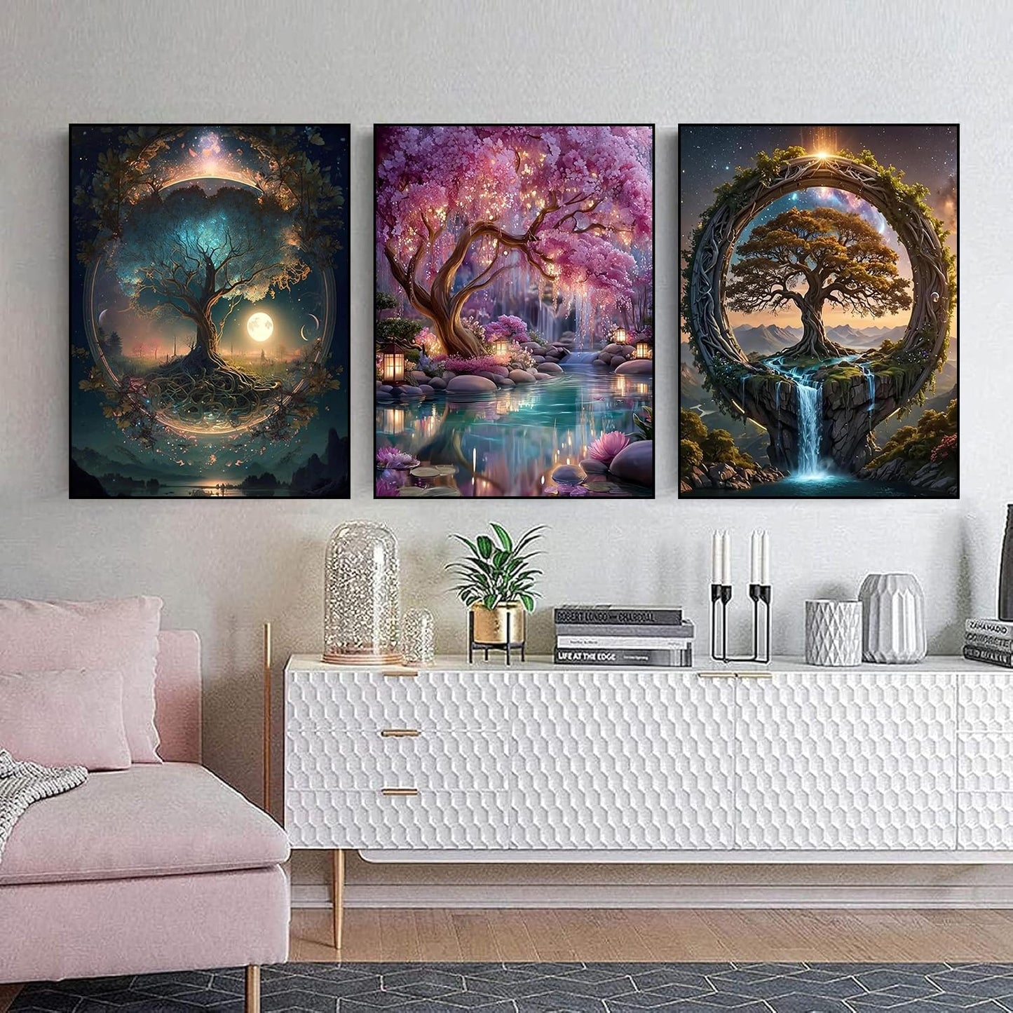 Xylogist 3 Packs Tree of Life Diamond Art Kits for Adults, Tree of Life Diamond Painting for Beginners, 5D DIY Full Drill Diamonds Gem Craft Art Home Wall Decor 12x16 Inch