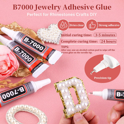 16500Pcs Flatback Pearls for Crafting (White), Assorted Size 2/3/4/5/6/8/10mm Half Pearl with 3Pcs 10ml B7000 Jewelry Glue, Bedazzling Kit for DIY Crafts Clothing Tumbler Shoes Embellishment Nail Art