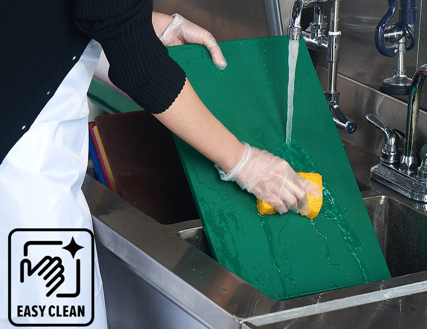 CURTA Cutting Boards for Kitchen, 24" x 18" x 0.5" Green Color Coded Plastic Commercial Chopping Board Anti Slip Surface Dishwasher Safe