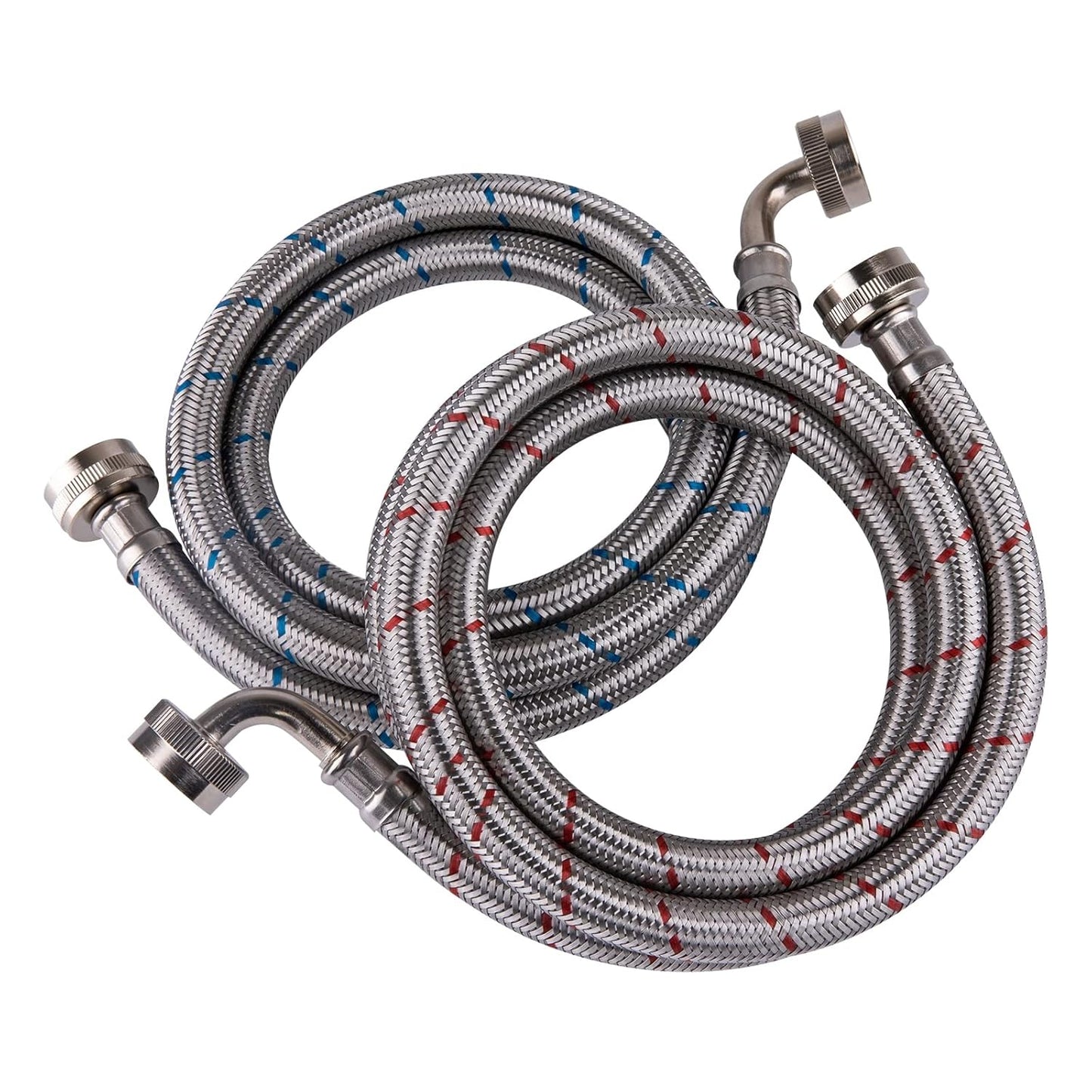 Hausen 72-Inch Stainless Steel Washing Machine Connector, 6 Feet Elbow Supply Line (1-Pack)