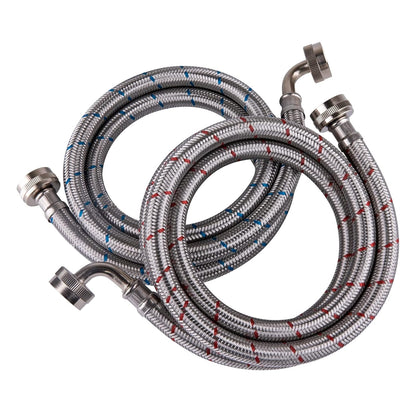 Hausen 72-Inch Stainless Steel Washing Machine Connector, 6 Feet Elbow Supply Line (1-Pack)
