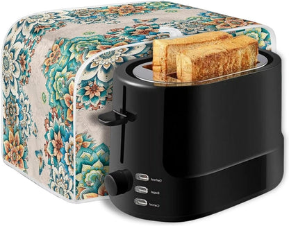 Quilted Boho Toaster Oven Covers, 4 Slice Kitchen Small Appliance Covers, Universal Size Dustproof Cover for Women Gift