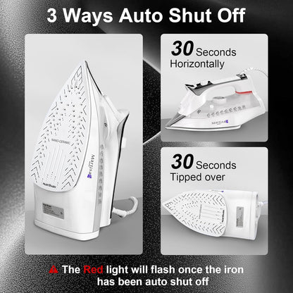 Martisan Steam Iron - 1800W Nano Ceramic Soleplate | Dynamic Steam Burst & Precise Thermostat for All Fabrics