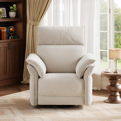 IDEALHOUSE Power Recliner Chair with Side Pockets, 270° Swivel & Glider, USB Charging Port, PU Leather, Thickened Dual-Layer Armrests, Modern Recliner for Living Room, Bedroom (White)