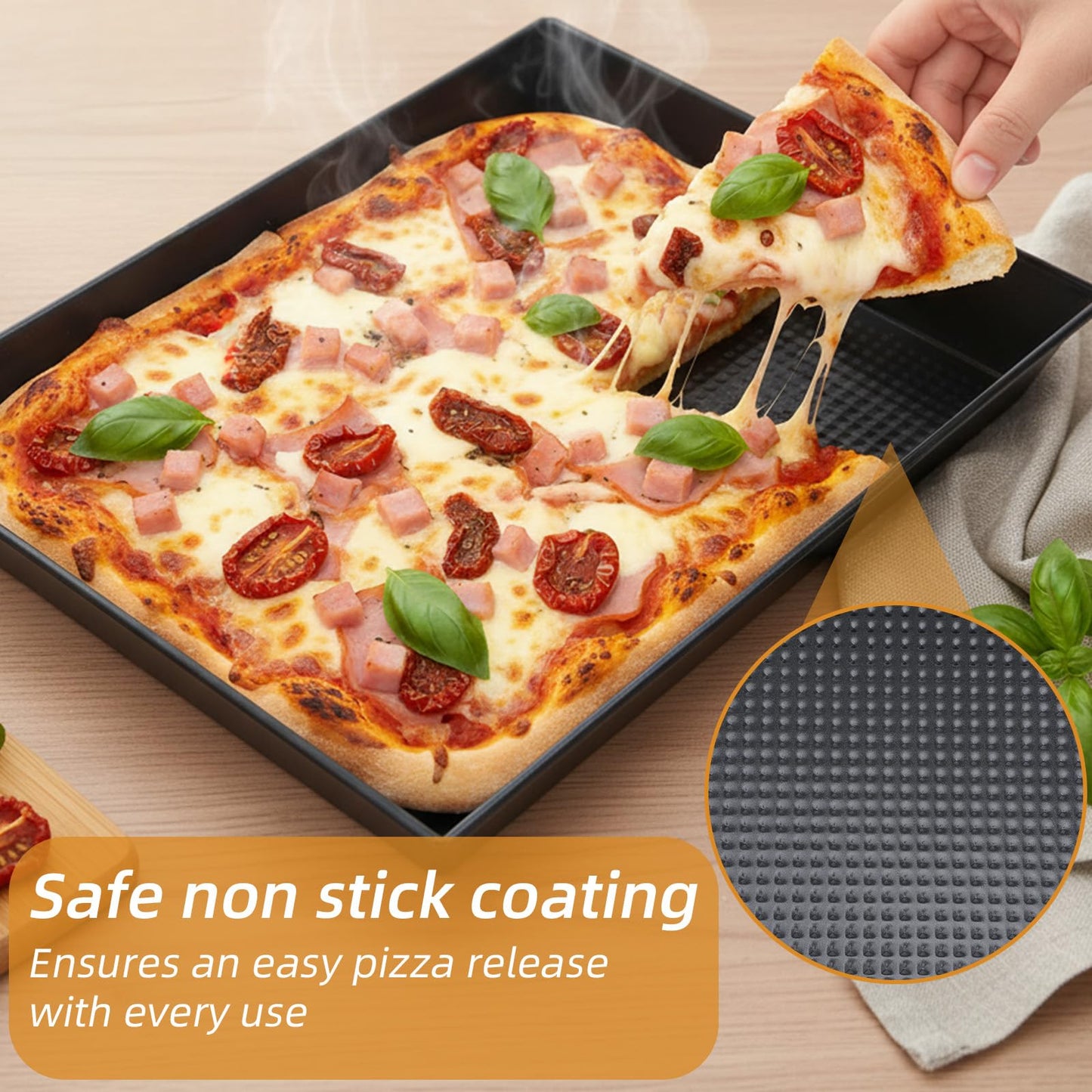 IMengjbang 3 Pcs Detroit Style Pizza Pan 10x14x2.5 Non-Stick Rectangle Deep Pizza Pans Heat-Resistant Pre-Seasoned Detroit Deep Dish Pizza Pan Carbon Steel Sicilian Style Pans Dish Bakeware