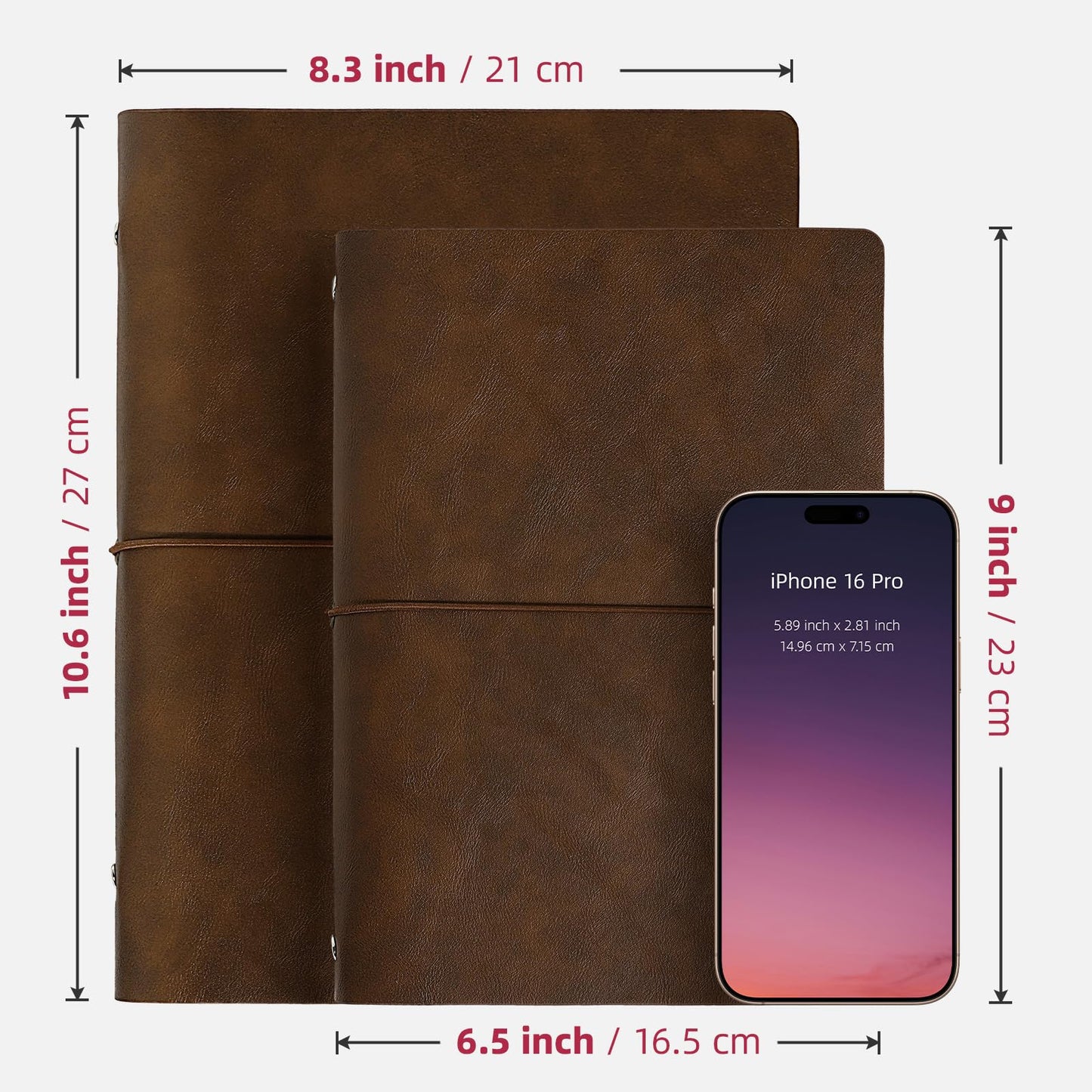 Vienrose Photo Album Scrapbook Kit, 3 Ring Faux Leather Cover DIY Memory Book Kraft Paper with 30 Sheets 60 Pages, Vintage Scrapbooking Supplies Set for Wedding, Anniversary, Valentine Gifts, Brown