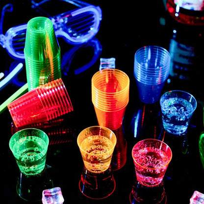 300Pack 1 Oz Plastic Shot Glasses Set, Neon Party Mini Shot Glasses Bulk, Durable and Reusable, Small Disposable Plastic Cups for Vodka, Whiskey, and More