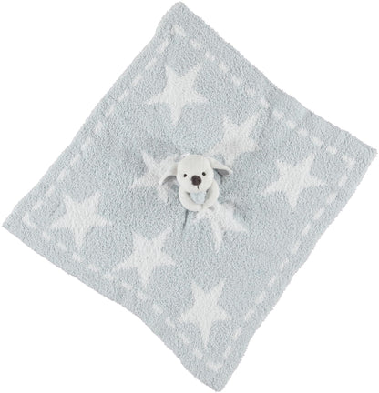 Barefoot Dreams CozyChic Dream Mini Blanket with Buddie Puppy Plush Toy, Toddler Ultra Soft Cozy Blanket, Lightweight Comfort Companion, Gifts for Girls & Boys, Machine Washable, 16" x 16", Aqua/White