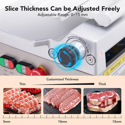 EliteEdge 550W Automatic Meat Slicer with 12 Inch Carbon Steel Blade, Adjustable Thickness 0-14 mm, Electric Slicing Machine for Home or Commercial Kitchen
