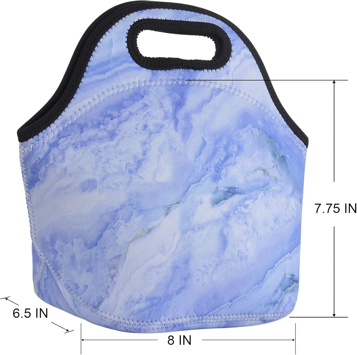 CM Soft Neoprene Tote Picnic Bag Lunch Container Organizer for Outdoor Travel (Blue Marble Pattern)