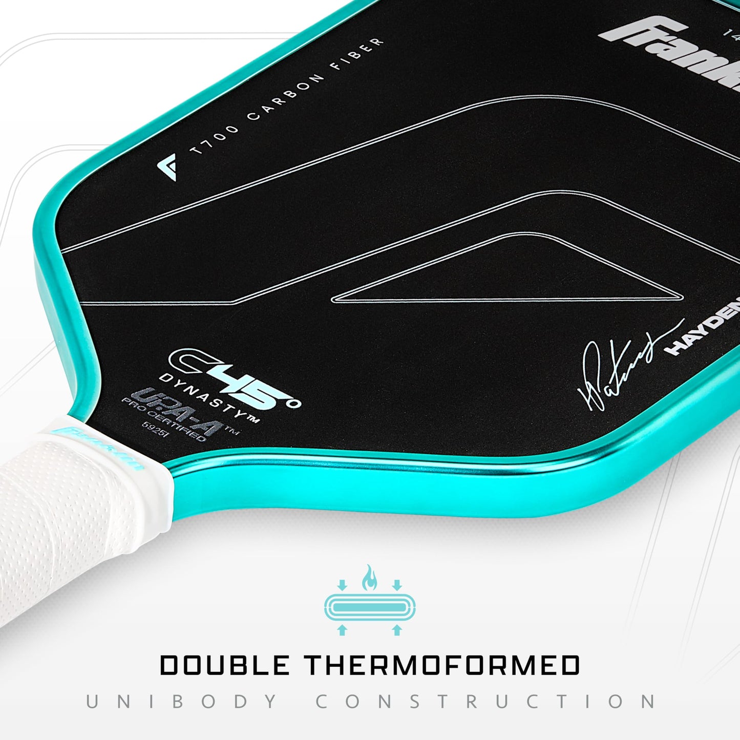 Franklin Sports Pro Pickleball Paddles - Hayden Patriquin C45 Carbon Fiber Series - Official USAP + UPA Approved Pickleball Paddle - Elongated Pro Player Design - 14mm Polymer Core - Laguna