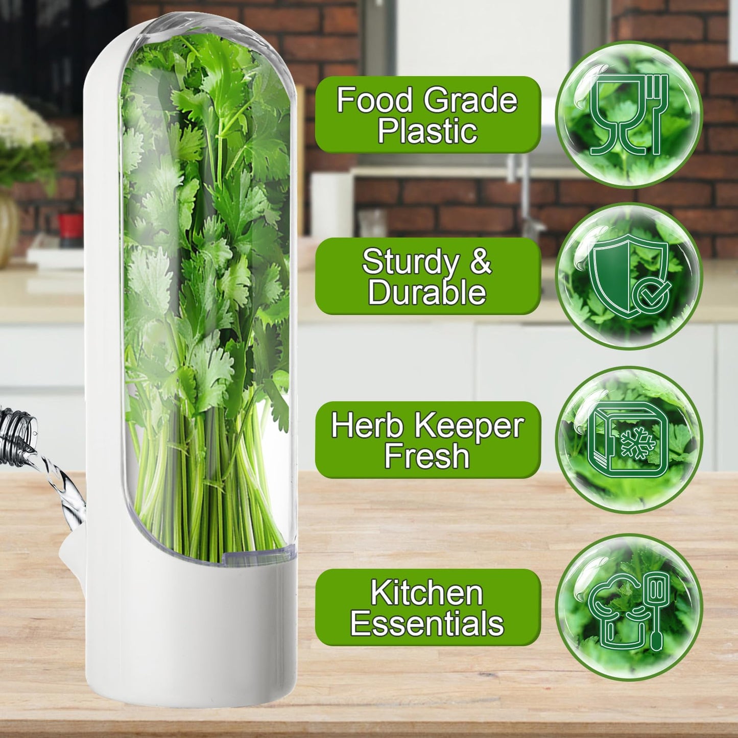 LDHHYH 4 PCS Fresh Herb Keeper for Refrigerator, Herb Saver for Refrigerator, Cilantro Containers for Fridge, Herb Storage Containers for Cilantro Asparagus Mint Rosemary Parsley Basil for 2-3 Weeks