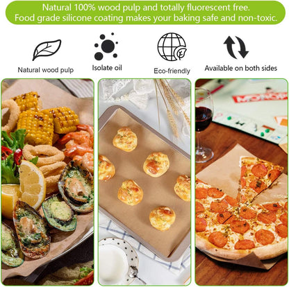 QYH Parchment Paper Sheets - 300 Unbleached Precut Baking Sheets, 8x12 Inches for Cookies & Cooking