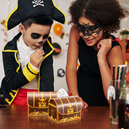 Chinco Treasure Treat Chest Boxes Cardboard Pirate Treasure Chest Party Favor Box Present Goodie Boxes for Halloween Game Pirate Theme Party（48 Pcs）