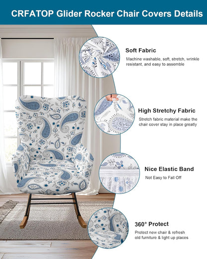 1 Offices,A20 CRFATOP Printed PC Nursery Rocking Chair Recliner Covers Upholstered Glider Rocker Banquet Armchair