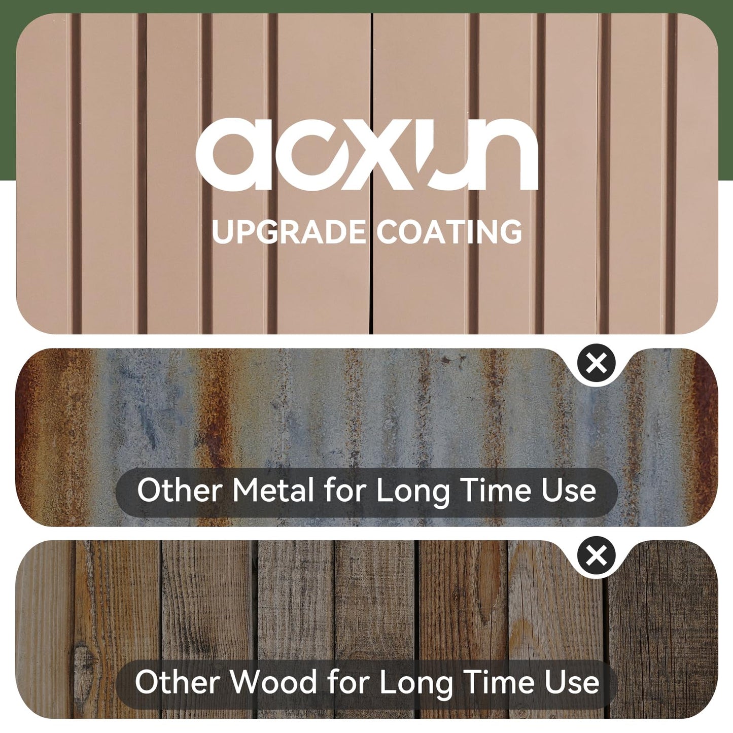 Aoxun 6x10 FT Outdoor Storage Shed with Open Firewood Storage,Galvanized Steel Garden Shed with Lockable Doors,Sloped Roof,Windows, 2 in 1 Large Metal Tool Shed for Patio, Backyard, Lawn (Brown)
