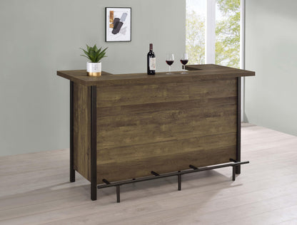 Coaster Fine Furniture Bellemore Freestanding Engineered Wood Home Bar Cabinet, Rustic Wine Cabinet with Stemware Racks, Wine Racks, and Storage Shelves, Oak