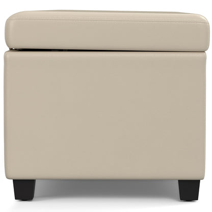 SIMPLIHOME Avalon Extra Large Storage Ottoman Bench - 54 inch Wide Upholstered Vegan Leather Rectangular Lift-Top Ottoman in Satin Cream, Contemporary Bench for Living Room with Hidden Storage