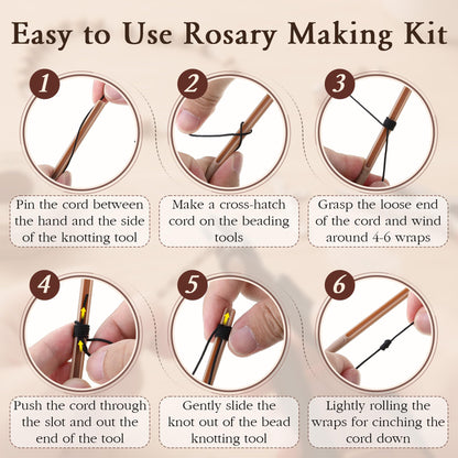 Dunkive Rosary Cord Knotting Tool with Flush Cutter for Crafting, #7#9 and #36 Dual Head Twine Knotting Tool, Side Wire Cutters, Jewelry Making Set, Rosary Making Supplies for Jewelry, Bracelet