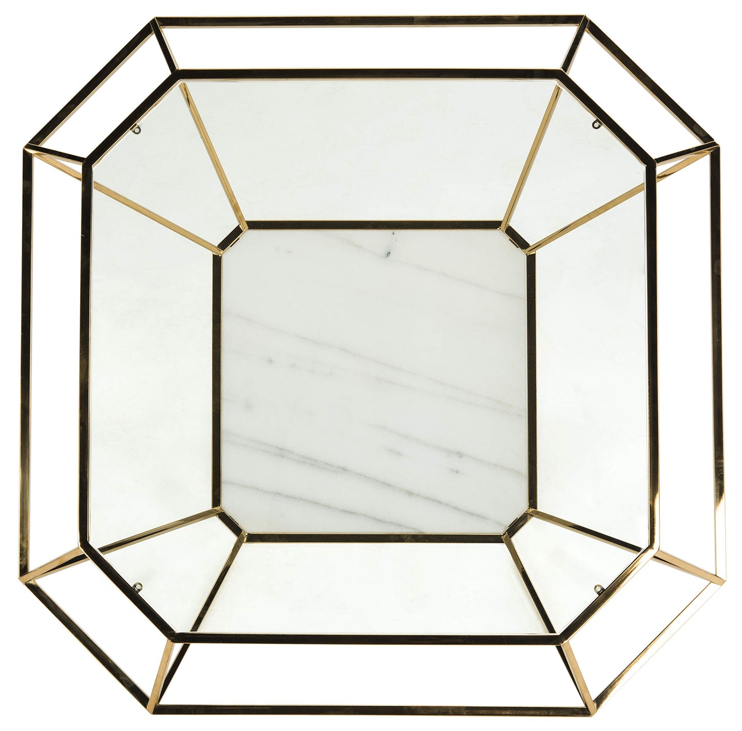 SAFAVIEH Couture Home Collection Abena Gold and White Marble Geometric Coffee Table
