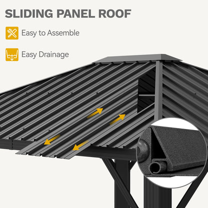 DWVO Gazebo Hardtop 10x12ft Single Roof Heavy Duty Canopy Galvanized Steel Outdoor with Nettings and Curtains for Patio, Backyard, Deck, Lawns, Grey
