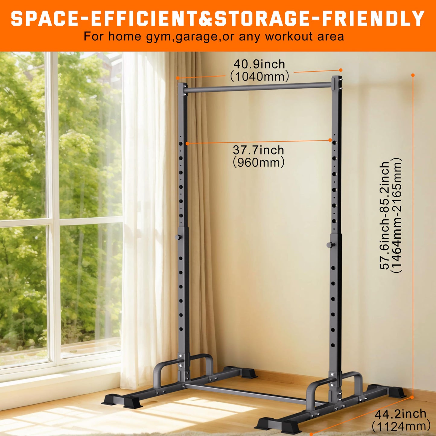 HWOOUSA Pull Up Station, Adjustable Pull Up Bar Free Standing Power Racks, Multifunctional Heavy Duty Steel Pull Up Tower, For 2×2" with 1″ Hole Size Squat Rack Accessories, Support 600 LBS Capacity