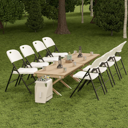 Nazhura 350 Weight Limit Heavy Duty Plastic Folding Chair with Reinfoced Steel Frame for Indoor and Outdoor, Wedding, Party, Restaurant, Meeting Room, Patio and Garden (10, White)