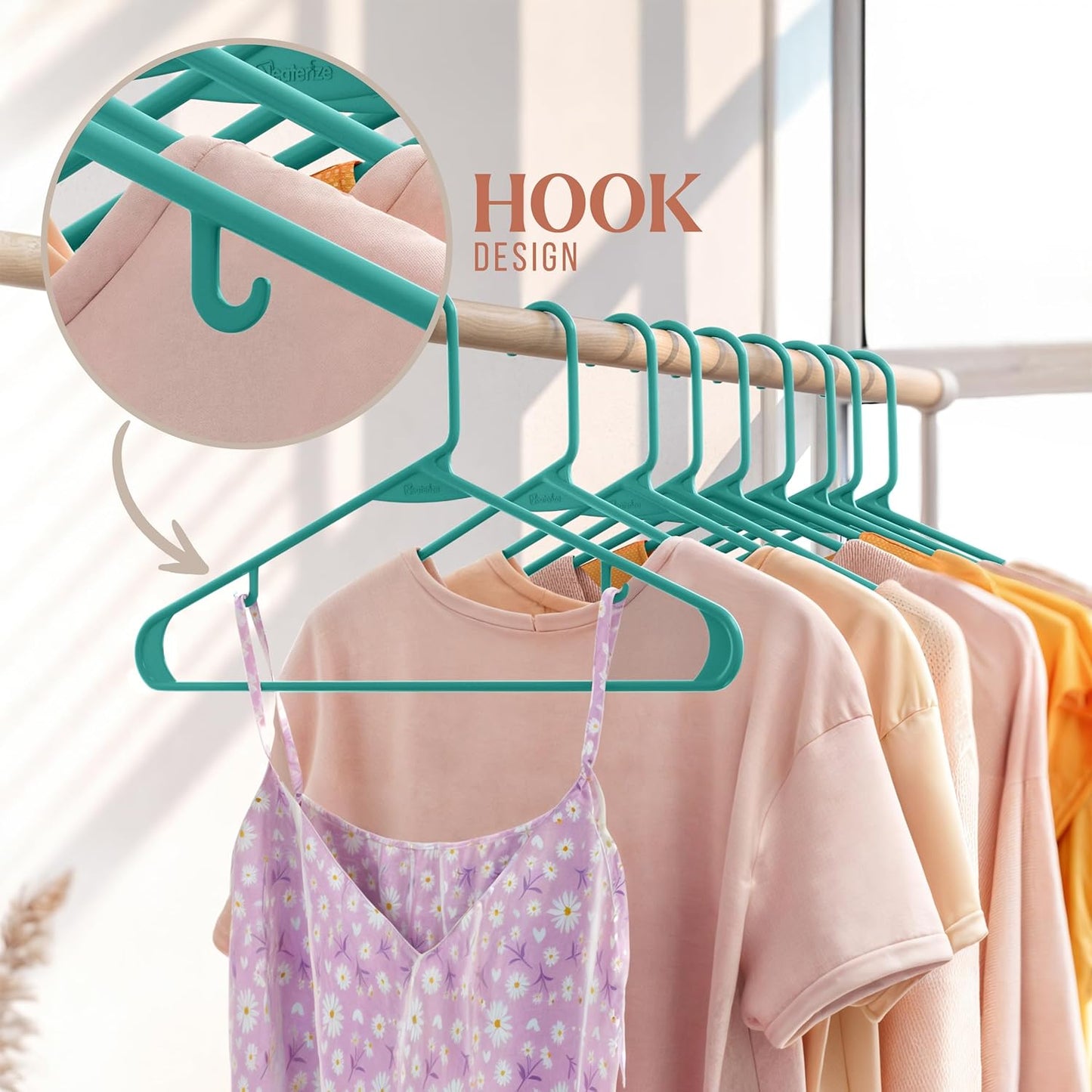 Aqua Plastic Hangers 20 Pack - Versatile Clothes Hangers for Space-Saving Closet Organization