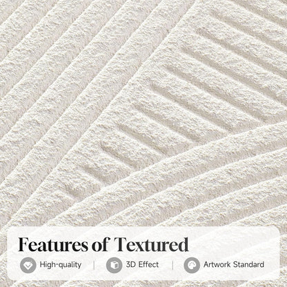 Skiennix Large Framed 3D Textured Abstract Wall Art - Modern White Geometric Decor | 24x36 In, 3 Piece Set
