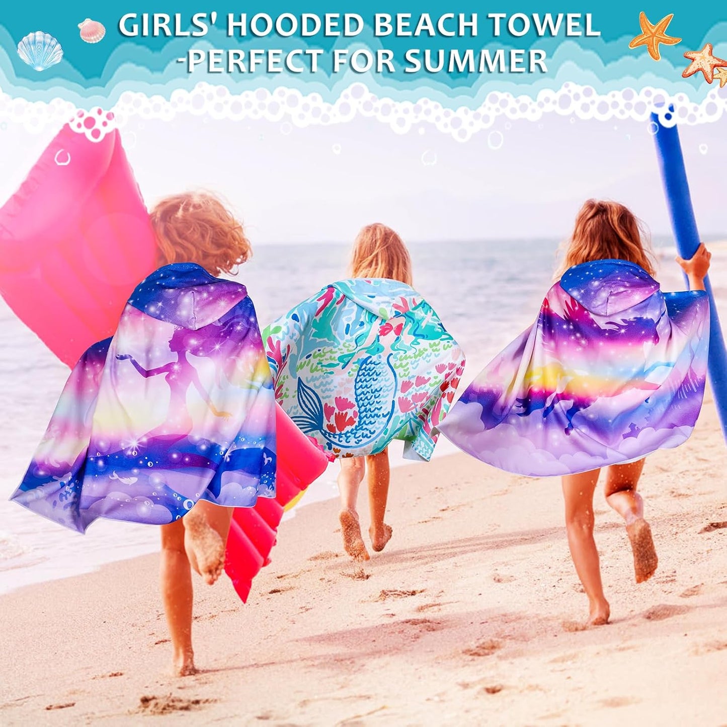 Towel Amigo 50" 30" 3 12 -1Pack Unicorn Hooded Towel, Oversized L x W for Ages to Kids, Unicorn Theme