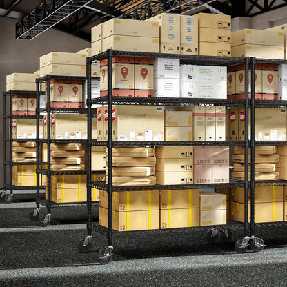 M MZG 53" W Garage Shelving 5 Tier Industrial 2200LBS Metal Shelving Units for Commercial, Basement, Pantry, Warehouse, School, Black Heavy Duty Easy Assembly 53.2" W x 23.6" D x 73.6" H