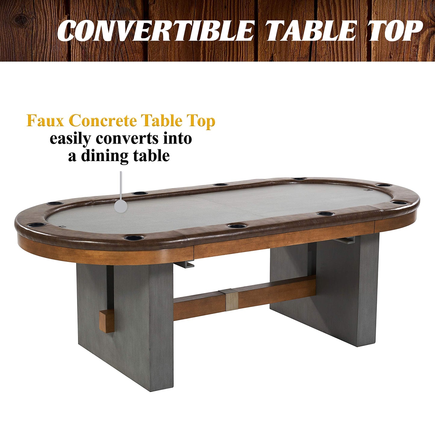 Barrington Billiards 10 Player Urban Collection Poker Table with Dining Top, Grey/Brown, 87 Inches