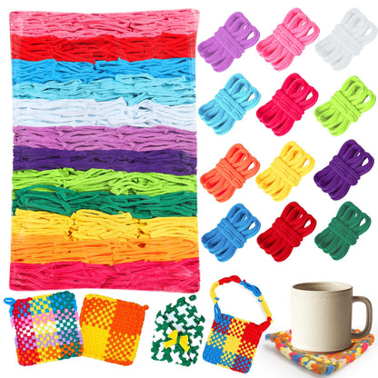 1200 PCS Weaving Loom Loops Potholder 7 inch Durable Nylon DIY Crafts Projects for Kids Adults Rainbow Themed Potholder Weaving Loops Kit Elastic Ideal Gifts for Girls Ages DIY Crafts Supplies