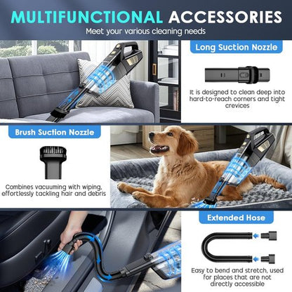 CKIKH Cordless Handheld Vacuum - 15000PA Strong Suction, Lightweight & Portable with Multi-Nozzles | Ideal for Home, Car & Pets