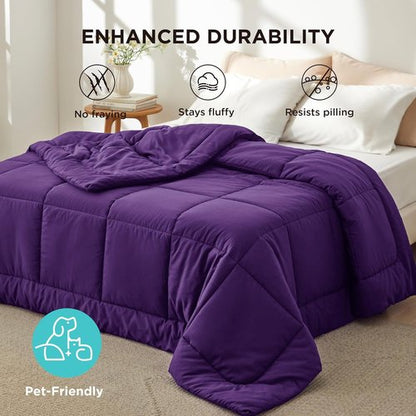 Bedsure Comforter Duvet Insert - All-Season Quilted Down Alternative Bedding, Full Size, Purple 86 x 82 Inches
